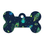 Texture Pattern Green Feather Yellow Peacock Dog Tag Bone (Two Sides)