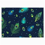 Texture Pattern Green Feather Yellow Peacock Large Glasses Cloth