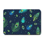 Texture Pattern Green Feather Yellow Peacock Small Doormat