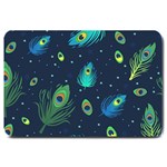 Texture Pattern Green Feather Yellow Peacock Large Doormat