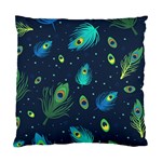 Texture Pattern Green Feather Yellow Peacock Standard Cushion Case (One Side)