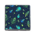 Texture Pattern Green Feather Yellow Peacock Memory Card Reader (Square 5 Slot)