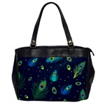 Texture Pattern Green Feather Yellow Peacock Oversize Office Handbag