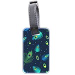 Texture Pattern Green Feather Yellow Peacock Luggage Tag (two sides)