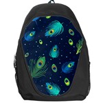 Texture Pattern Green Feather Yellow Peacock Backpack Bag