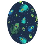 Texture Pattern Green Feather Yellow Peacock UV Print Acrylic Ornament Oval