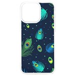 Texture Pattern Green Feather Yellow Peacock iPhone 15 Pro Max TPU UV Print Case