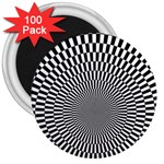 Circles Checkered Abstract Abstraction Art 3  Magnets (100 pack)