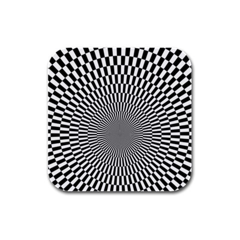 Circles Checkered Abstract Abstraction Art Rubber Square Coaster (4 pack) from ArtsNow.com Front