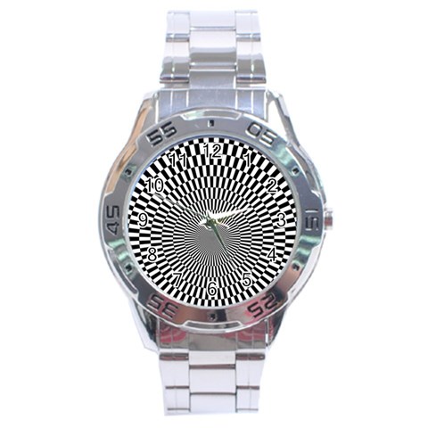 Circles Checkered Abstract Abstraction Art Stainless Steel Analogue Watch from ArtsNow.com Front