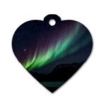 Aurora Borealis Beautiful Northern Lights Nature Dog Tag Heart (Two Sides)