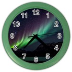 Aurora Borealis Beautiful Northern Lights Nature Color Wall Clock