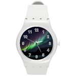 Aurora Borealis Beautiful Northern Lights Nature Round Plastic Sport Watch (M)