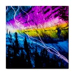 Night Skiing Colored Dead Grateful Lights Mountain Tile Coaster