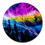 Night Skiing Colored Dead Grateful Lights Mountain Round Mousepad