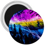 Night Skiing Colored Dead Grateful Lights Mountain 3  Magnets