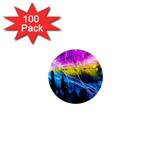 Night Skiing Colored Dead Grateful Lights Mountain 1  Mini Magnets (100 pack) 