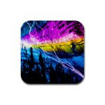 Night Skiing Colored Dead Grateful Lights Mountain Rubber Square Coaster (4 pack)