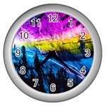 Night Skiing Colored Dead Grateful Lights Mountain Wall Clock (Silver)