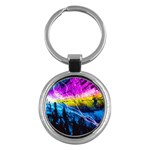 Night Skiing Colored Dead Grateful Lights Mountain Key Chain (Round)