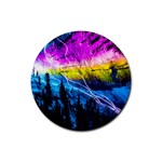 Night Skiing Colored Dead Grateful Lights Mountain Rubber Coaster (Round)