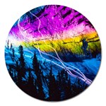 Night Skiing Colored Dead Grateful Lights Mountain Magnet 5  (Round)