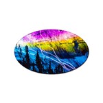 Night Skiing Colored Dead Grateful Lights Mountain Sticker Oval (10 pack)