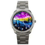 Night Skiing Colored Dead Grateful Lights Mountain Sport Metal Watch