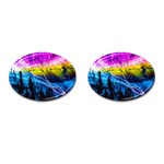 Night Skiing Colored Dead Grateful Lights Mountain Cufflinks (Oval)