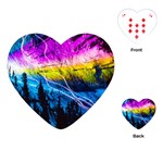 Night Skiing Colored Dead Grateful Lights Mountain Playing Cards Single Design (Heart)