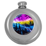 Night Skiing Colored Dead Grateful Lights Mountain Round Hip Flask (5 oz)