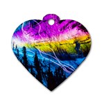 Night Skiing Colored Dead Grateful Lights Mountain Dog Tag Heart (One Side)