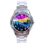 Night Skiing Colored Dead Grateful Lights Mountain Stainless Steel Analogue Watch