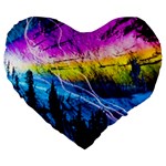 Night Skiing Colored Dead Grateful Lights Mountain Large 19  Premium Flano Heart Shape Cushions