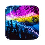 Night Skiing Colored Dead Grateful Lights Mountain Square Metal Box (Black)