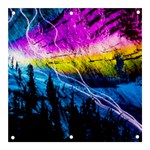 Night Skiing Colored Dead Grateful Lights Mountain Banner and Sign 3  x 3 