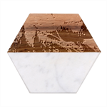 Night Skiing Colored Dead Grateful Lights Mountain Marble Wood Coaster (Hexagon) 