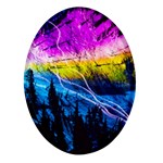 Night Skiing Colored Dead Grateful Lights Mountain Oval Glass Fridge Magnet (4 pack)