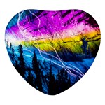 Night Skiing Colored Dead Grateful Lights Mountain Heart Glass Fridge Magnet (4 pack)