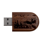 Night Skiing Colored Dead Grateful Lights Mountain Wood Oval USB Flash Drive