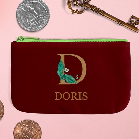 Personalized Initial Name Large Coin Purse Large Coin Purse from ArtsNow.com Front