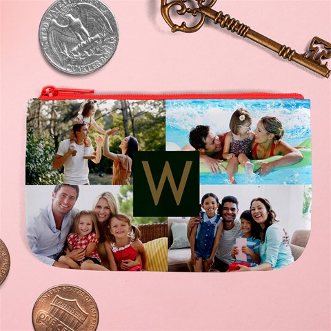 Personalized Photo Initial Family Name Card Style Large Coin Purse Large Coin Purse from ArtsNow.com Front