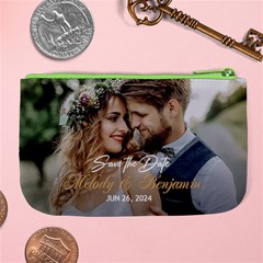 Personalized Save the Date Wedding Couple Photo Name Large Coin Purse Large Coin Purse from ArtsNow.com Back