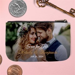 Personalized Save the Date Wedding Couple Photo Name Large Coin Purse Large Coin Purse from ArtsNow.com Back