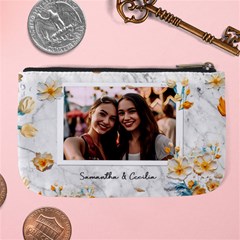 Personalized Oil Painting Floral Marble Texture Photo Name Any Text Large Coin Purse Large Coin Purse from ArtsNow.com Back