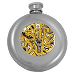 Yellow Template Design Round Hip Flask (5 oz)