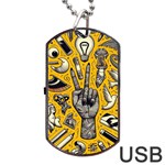 Yellow Template Design Dog Tag USB Flash (One Side)