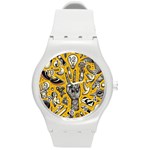 Yellow Template Design Round Plastic Sport Watch (M)