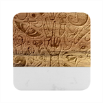 Yellow Template Design Marble Wood Coaster (Square)