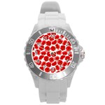 Flower Poppies Plant Petal Round Plastic Sport Watch (L)